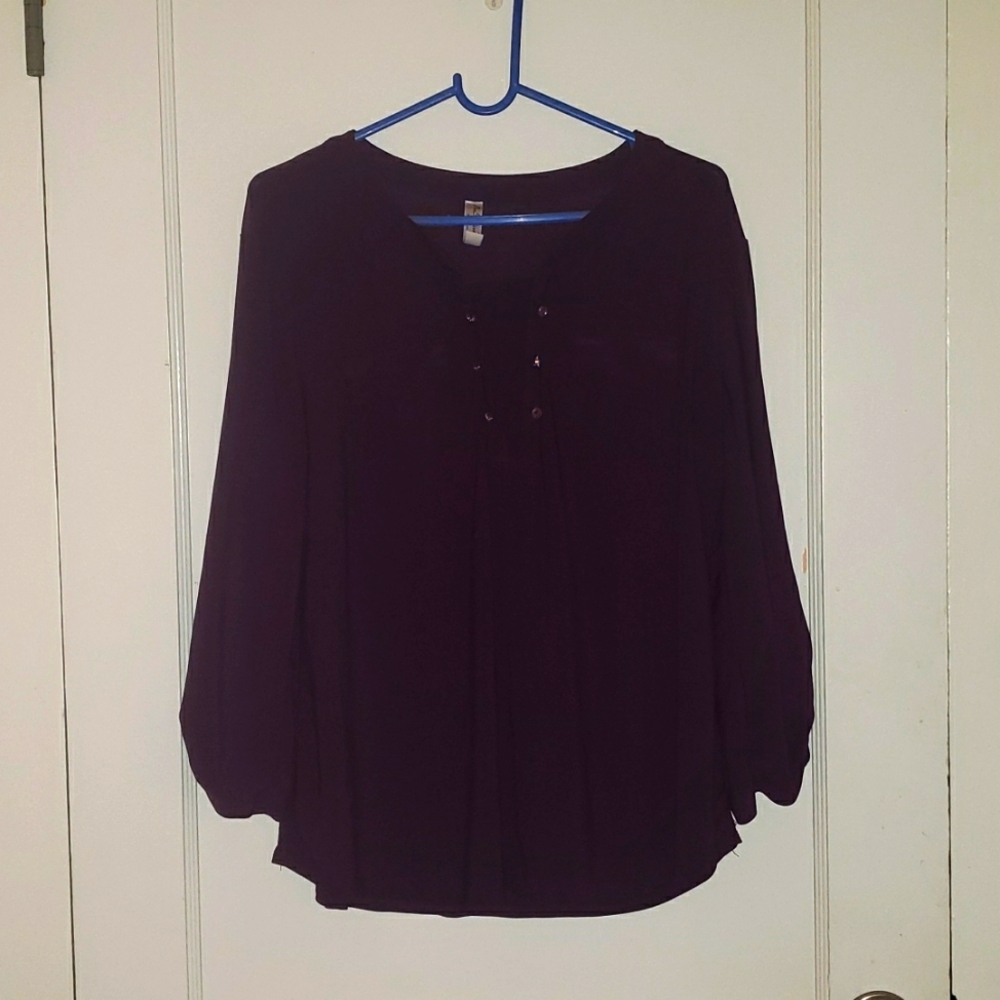 Women's Size XL Purple Long Sleeve Blouse